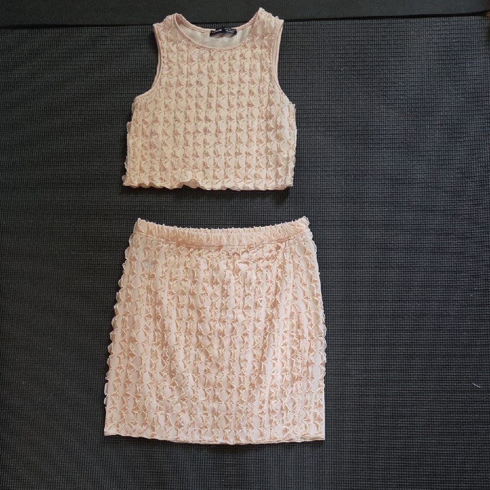 SHEIN Elegant Lace Skirt Set in Cream